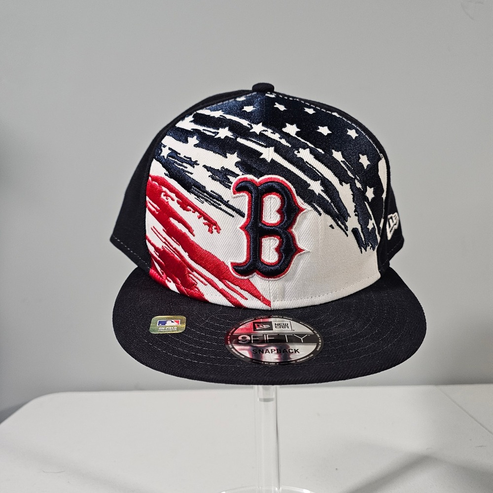 New Era Boston Red Sox Hat Mens OSFA Navy Blue Stars Stripes 9FIFTY Snapback Cap